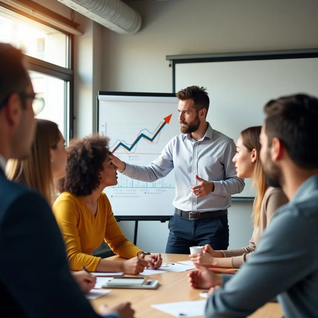 Liderka podczas spokojnej rozmowy z członkami zespołu